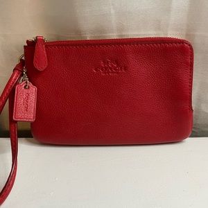 COACH red leather wristlet